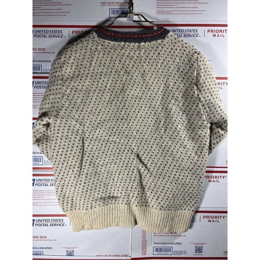 Vintage LL Bean 70s Cardigan Sweater Womens Large Wool Nordic Buttons USA Made - Picture 4 of 4